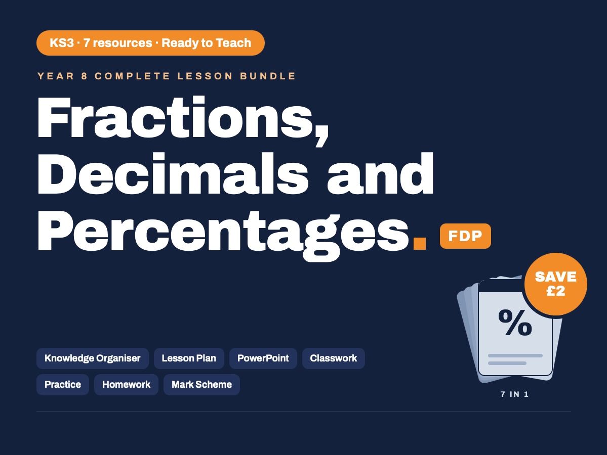 Year 8 Maths | Fractions, Decimals and Percentages (FDP) | Bundle