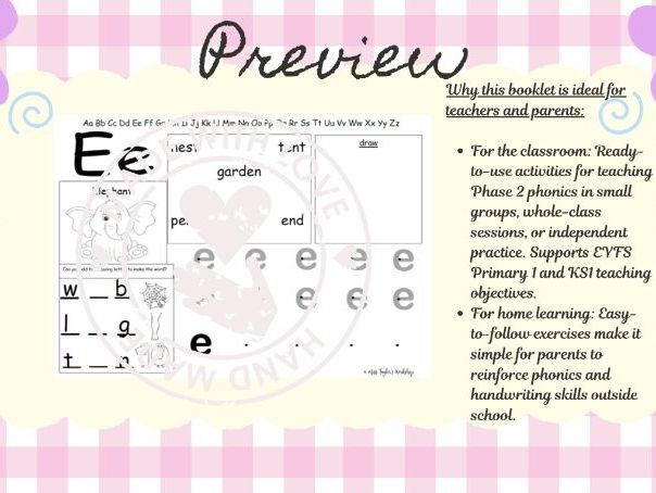 Phase 2 Phonics   e, u, r, h, b, f, Booklet 3 (non-cursive)