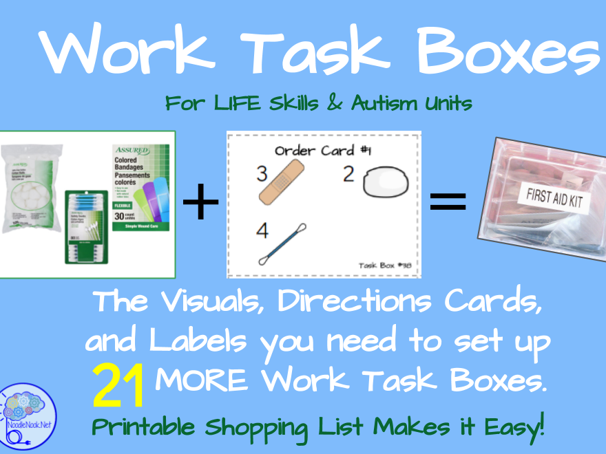 MORE Dollar Store Vocational Work Task Boxes 21 MORE Activities with Visuals! Teaching Resources