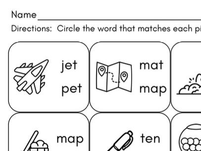 CVC Word Picture Match Worksheets – Phonics & Early Reading