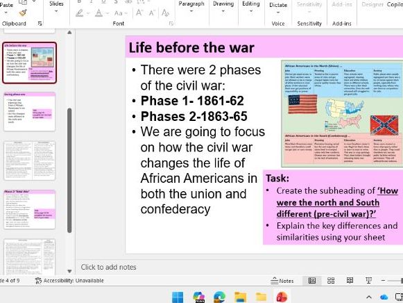 OCR B GCSE history making of America lesson 11- african american experiences of the civil war