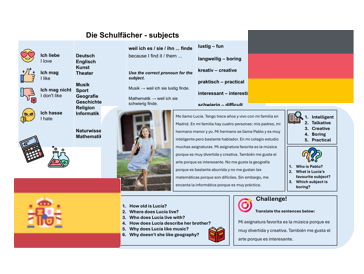 School Subjects (German & Spanish) - Complete Unit with Assessment & Mark Scheme (also suitable for cover)