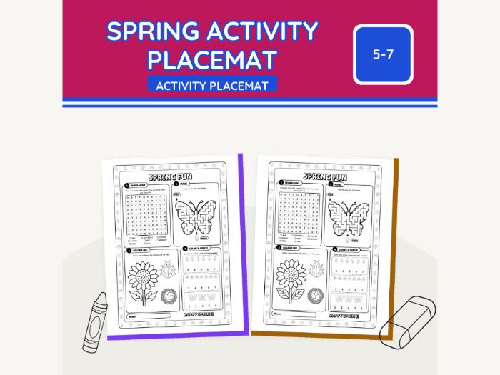Spring Activity Placemat Word Search | 2 pp