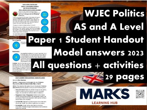 WJEC AS/A Level Politics Model Answers - Full Papers - Paper 1 - 2023 - Teacher/Student Handout