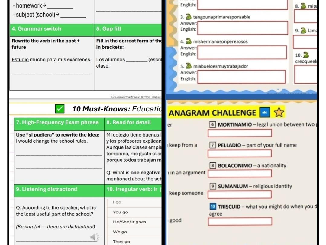GCSE Spanish - 200 mock/exam prep activities - revision