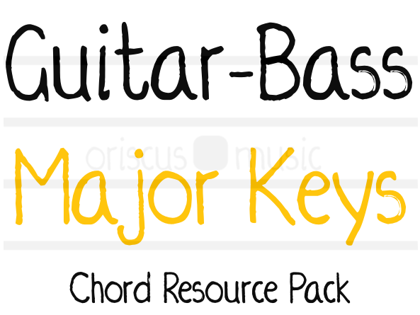 Guitar-Bass Major Key Chord Cards