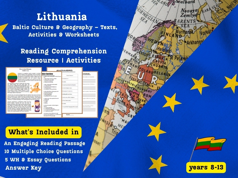 Lithuania Reading Comprehension Pack: Baltic Culture & Geography – Texts, Activities & Worksheets