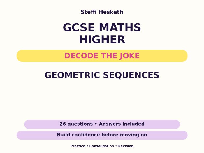 Geometric Sequences | GCSE Decode the Joke + Answers