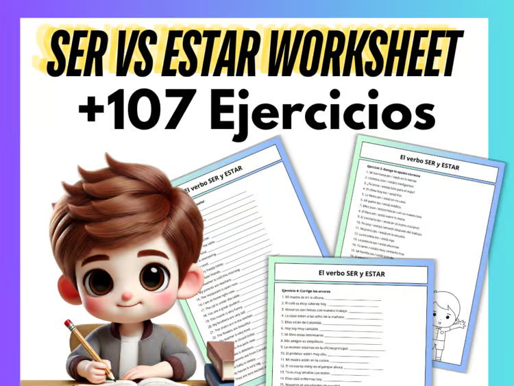 Spanish Ser vs Estar Printable Worksheet | Grammar Practice