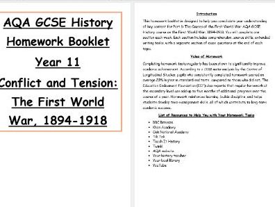 AQA WW1 Homework Booklet Bundle