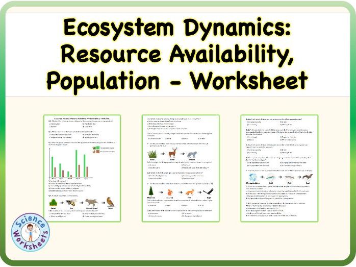 Ecosystem Dynamics: Resource Availability, Population - Worksheet (KS3 Biology, Science)