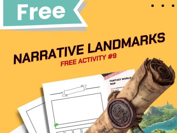 FREE | KS3 KS4 GCSE | Narrative Landmarks Fantasy Map Worksheet | Middle & High School