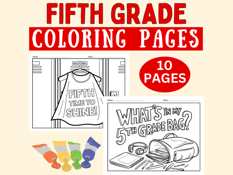 First Week of Fifth Grade Coloring Sheets: 5th Grade Activities Back to School