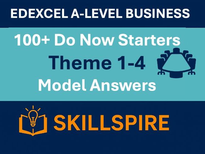 Edexcel A-Level Business: 100 Do Now Tasks - Theme 1 - 4: Model Answers included