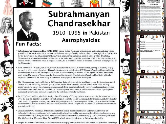 Subrahmanyan Chandrasekhar PACKET & ACTIVITIES, Important Historical Figures