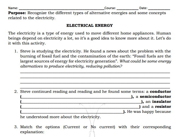 Conductor, Insulator, Electric-Worksheet