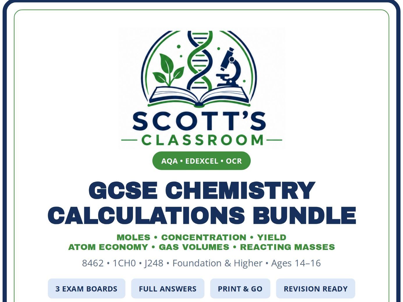 GCSE Chemistry Calculations Mega Bundle — AQA, Edexcel & OCR