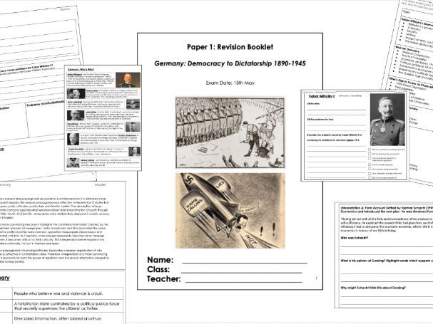 Germany 1890–1945 GCSE Revision Workbook (AQA 9–1) – Complete Knowledge & Exam Skills Pack