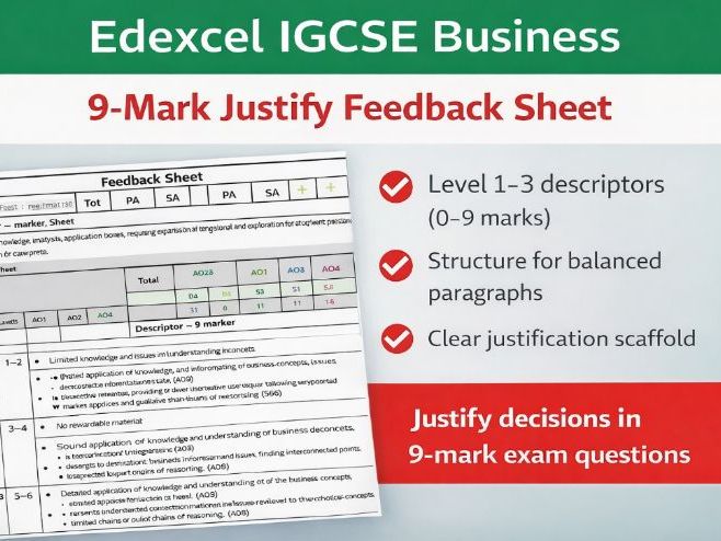 Edexcel IGCSE Business 9 marker Justify