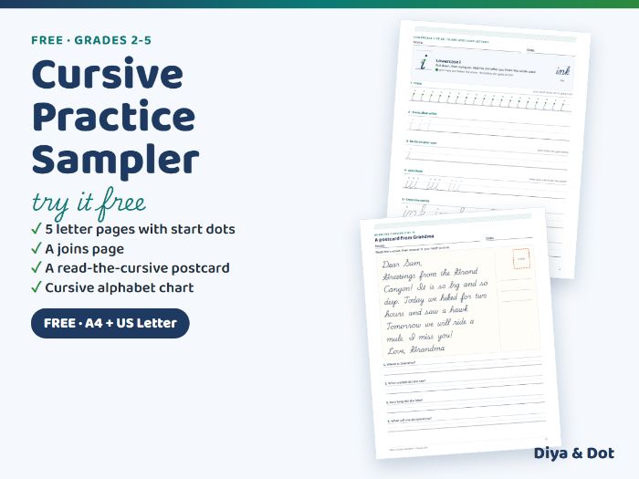 Free Cursive Handwriting Sampler