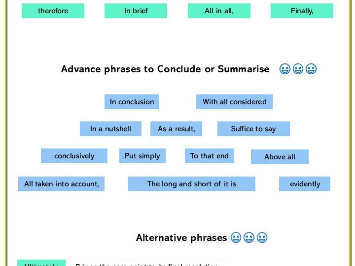 Formal Phrases for Summary and Essay writing