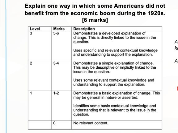 AQA iGCSE USA - Inequalities of Wealth 1920s