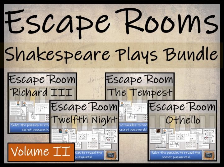 Shakespeare Plays Volume II Escape Room Activity Bundle | 5th Grade & 6th Grade