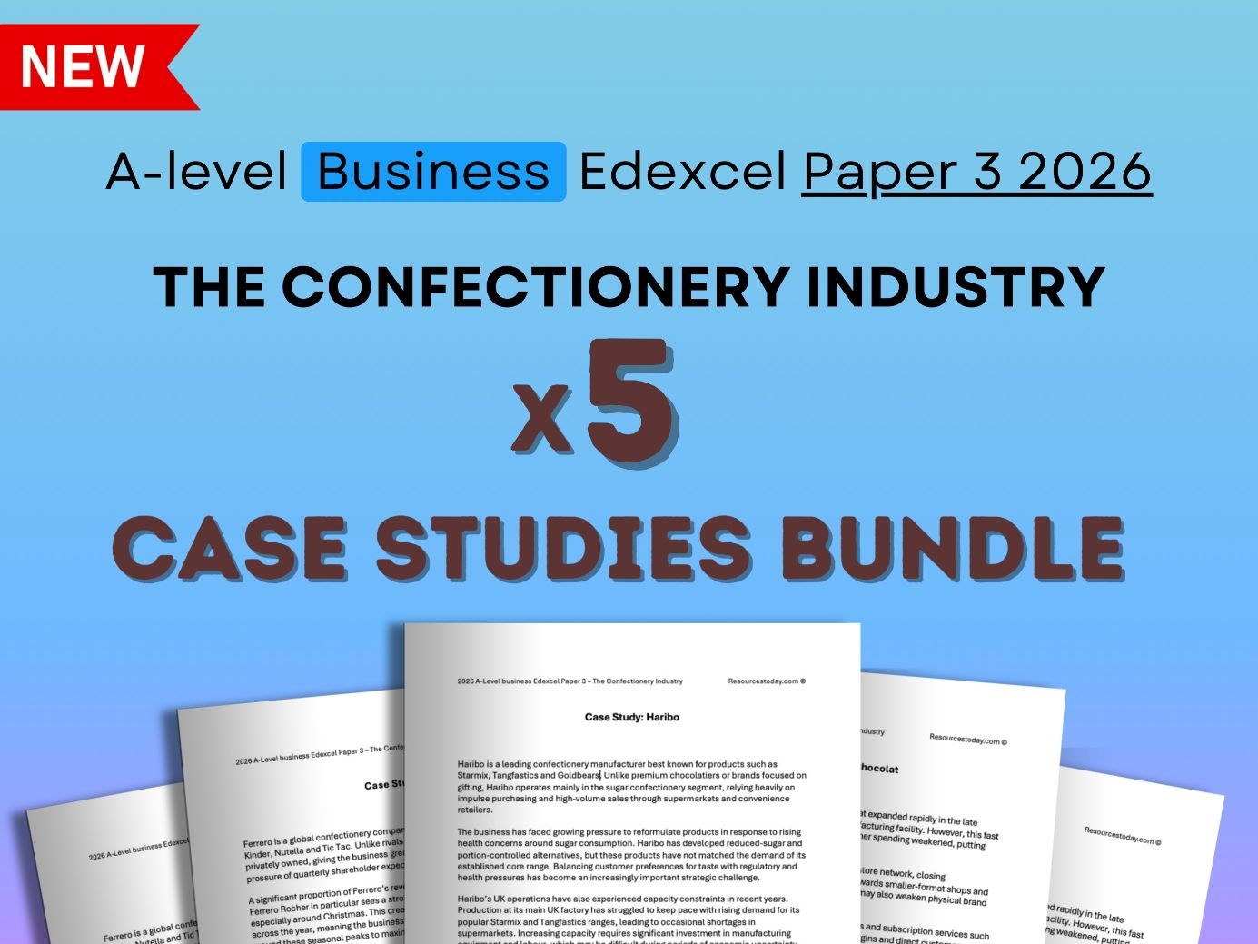 x5 Confectionery Industry Case Studies Bundle : Edexcel Business Paper 3 2026