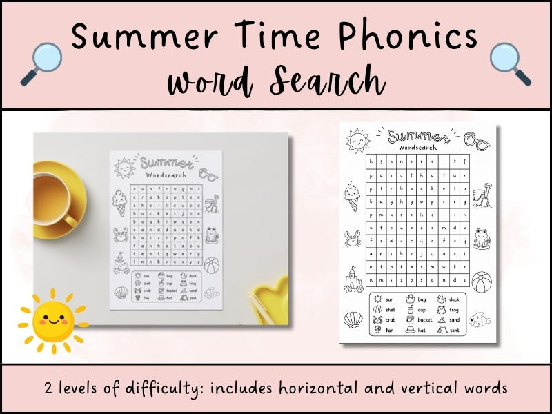Summer CVC Word Search Phonics Activity