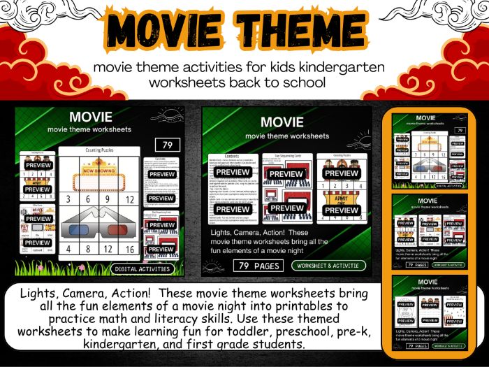 Printable movie theme worksheets School Educational Resources