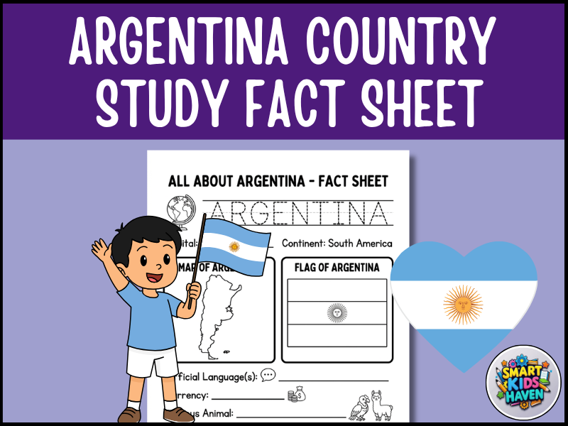 Argentina Map and Flag Country Study Research Project Worksheet Geography Activity