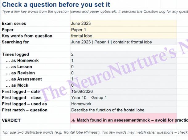GCSE Psychology (Edexcel 1PS0) – Exam Question Tracker