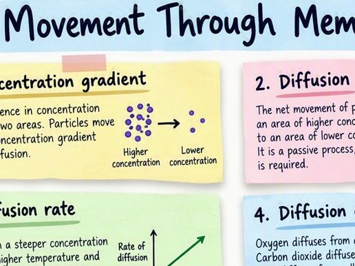 GCSE Biology Movement Through Membranes Revision Sticky Notes | Printable PDF