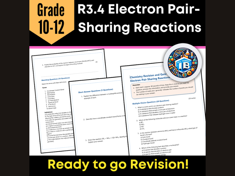 IB DP Chemistry R3.4: Electron Pair Sharing Revision Practice 2026