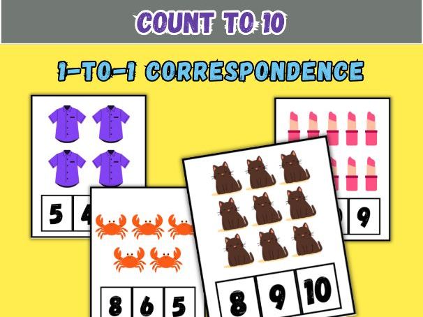 Clip Cards Count to 10 one-to-one correspondence Centers, Pre-K, Kindergarten; Special Education