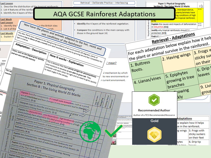 AQA 9-1 GCSE: How have Plants and Animals Adapted to the Rainforest? Living World