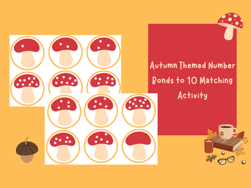 Autumn Themed Number Bonds to 10 Matching Activity