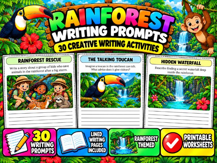 Rainforest Writing Prompts | 30 Creative Writing Activities & Worksheets
