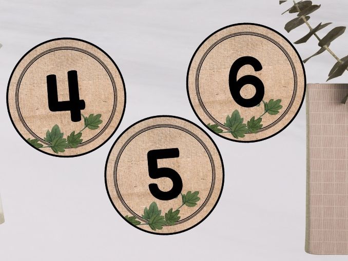 Round numbers 1-20 Hessian and Ivy