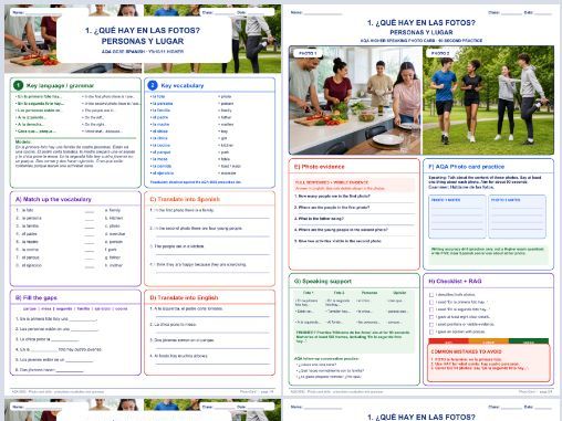 GCSE Spanish Higher Photo Card Practice Pack