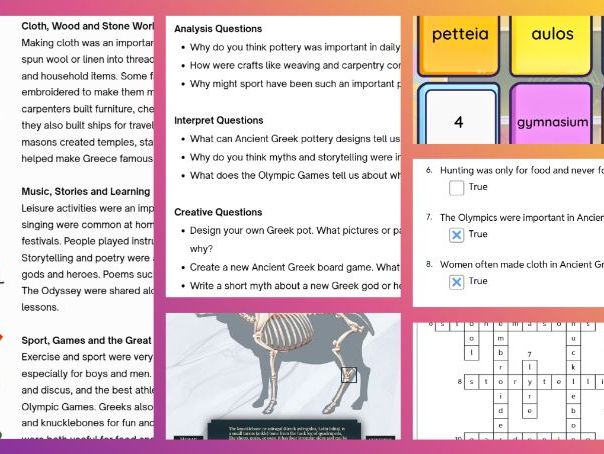 KS2 Ancient Greece - Crafts and Hobbies Lesson Pack