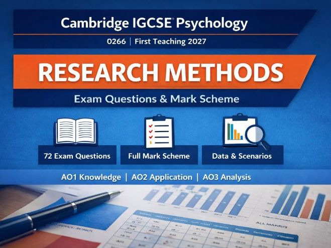 Cambridge IGCSE Psychology (0266) Research Methods Exam Questions + Mark Scheme