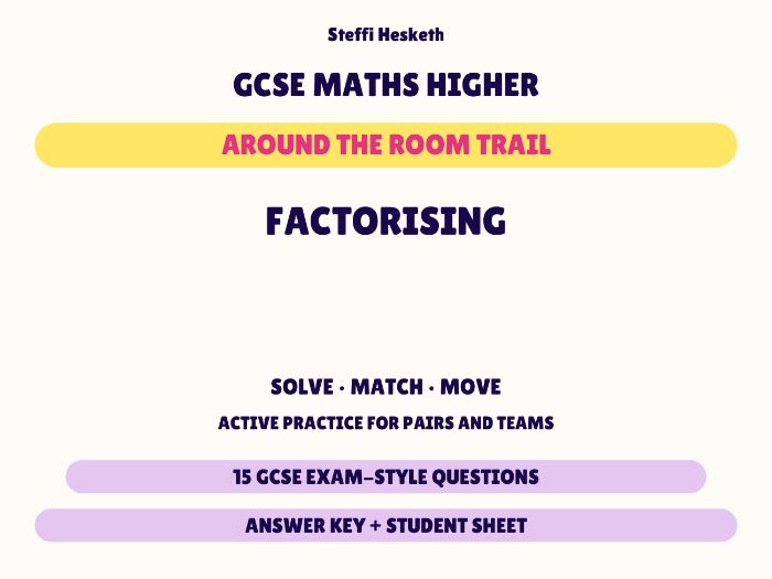GCSE Higher Maths Factorising | Around the Room Trail