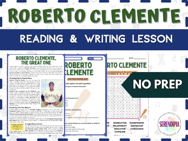 Roberto Clemente Biography Unit Reading Comprehension Activities Baseball | KS3 Literacy