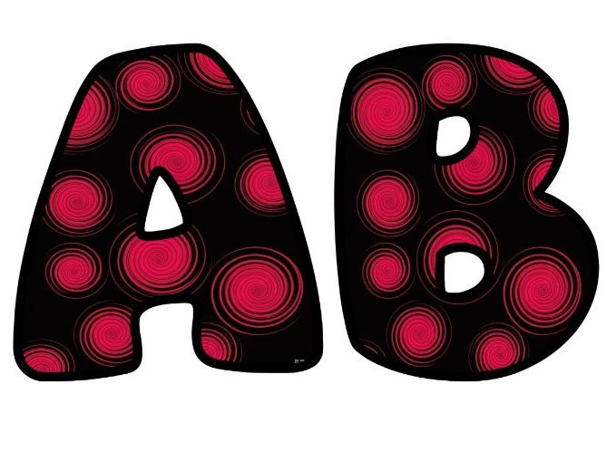 Many Bright Red Spirals Alphabet Lettering Set | Classroom Display | Upper & Lowercase, 0-9
