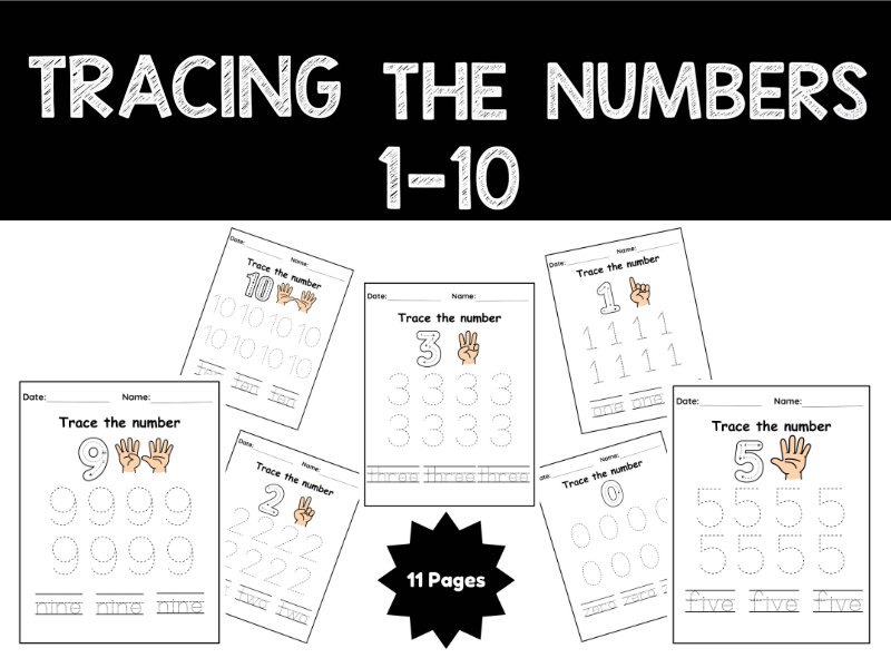 Tracing the Numbers 1–10 for Preschool and Kindergarten
