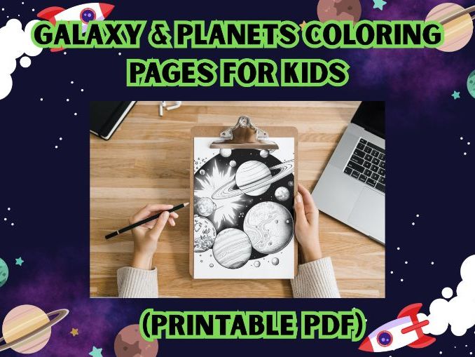 Galaxy & Planets Coloring Pages for Kids (Printable PDF)