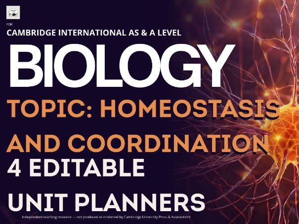 CAIE AS & A Level Biology 9700: A2 Topics 14-15 - Homeostasis and Coordination, 4 Unit Planners