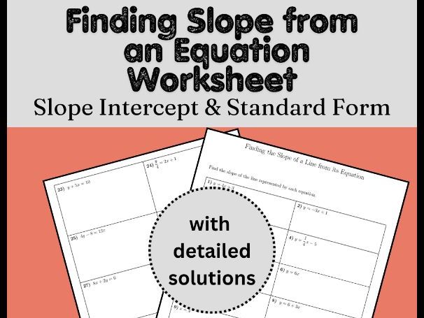 Finding Slope from an Equation Worksheet | Slope Intercept & Standard Form