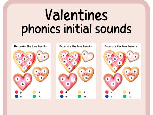 initial sounds- phonics - valentines match up